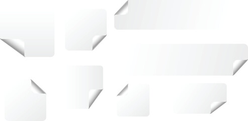 White Glued Crumpled Sticker Mockup with Curled Corners on Neutral Background