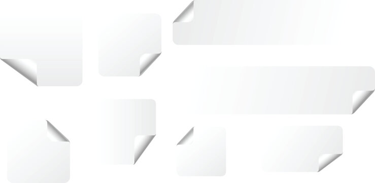 White Glued Crumpled Sticker Mockup with Curled Corners on Neutral Background
