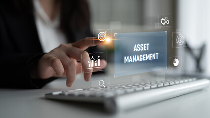 Asset management system showing investment planning, financial goal tracking, ROI analysis, and...