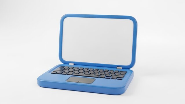 Blue mini laptop isolated on white background