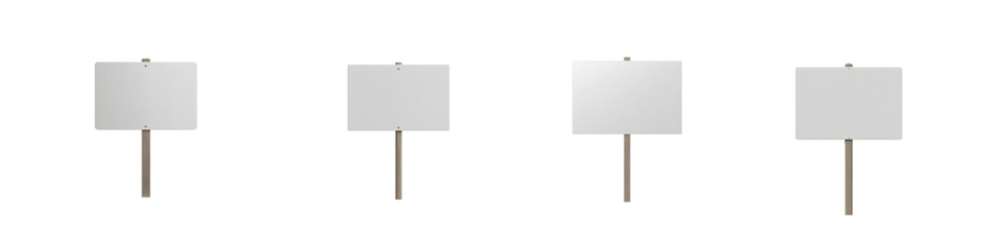 Collection for Four small gray boxes on sticks isolated on transparent background