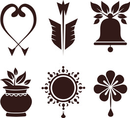 Ram Navami Symbols Set Vector Illustration
