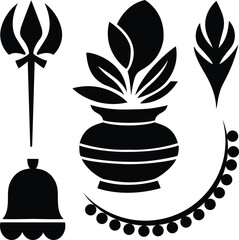 Ram Navami Symbols Set Vector Illustration