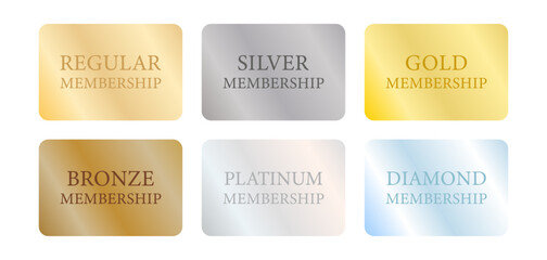 丸みのある長方形プレートのシンプル高級メンバーシップランク表示デザイン6種