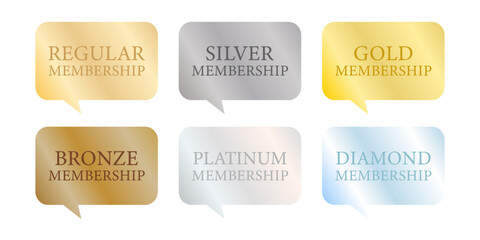 吹き出し風立体ラベルの会員ランクバッジセット（レギュラーからダイヤモンドまでのカラー展開）