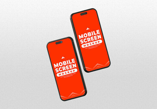 Dual Mobile Screen Mockup Floating on Clean Background for UI Showcase