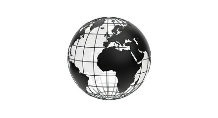 Monochrome Globe on White Background