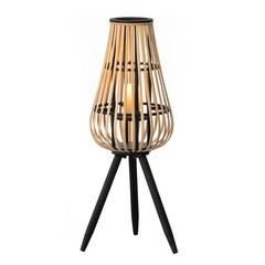 Elegant Bamboo and Black Tripod Lantern for Home Decor