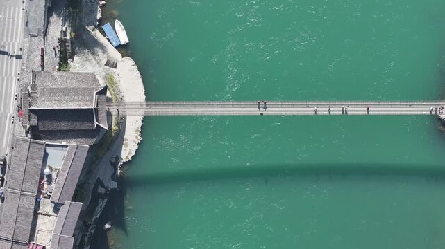Aerial view of Luding Bridge and Dadu River