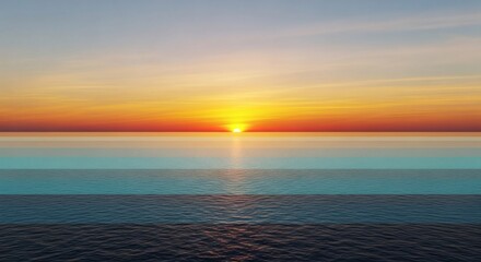 Fototapeta premium A serene ocean view at sunset with vibrant colors in the sky