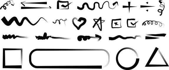 Obraz premium A collection of 25 unique black line art shapes and symbols on a white background