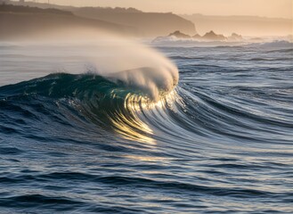 waves on the beach in golden hour