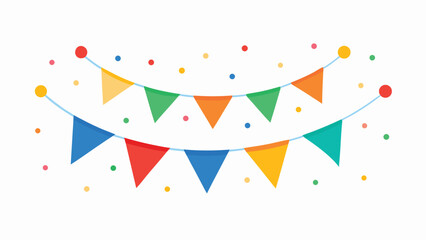 Obraz premium Festive Party Bunting and Confetti Vector Minimalist Flat Design Celebration Graphics.eps