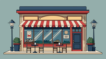 Obraz premium Cozy Paris cafe street scene in flat line art.eps
