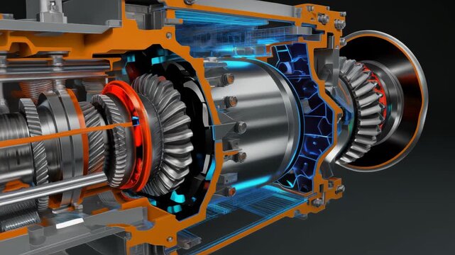 3d cad gear machine Cross Section View