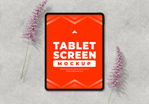 Tablet Screen Mockup with Red Display for App and UI Presentation
