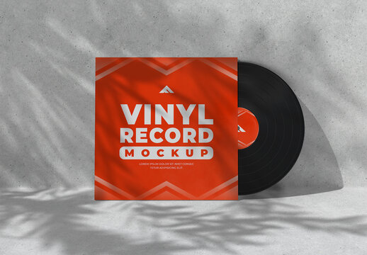 Vinyl Record Mockup with Square Sleeve for Music Branding Presentation