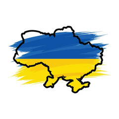 Ukraine Map with Blue and Yellow Colors.