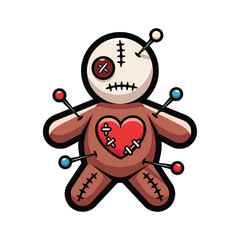 Voodoo Doll with Pins and Heart.