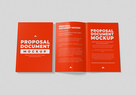 Proposal Document Mockup Set with Open Pages for Corporate Presentation