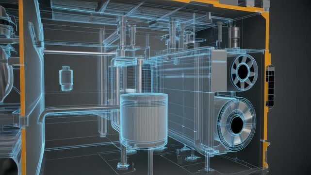industrial machine chamber Transparent Cross Section 3d cad
