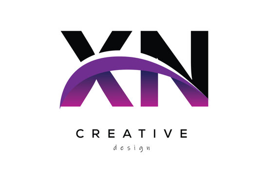 XN Creative Abstract logo design featuring intertwined letters in gradient purple.