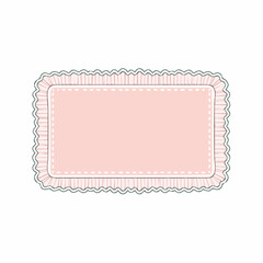 Curvy rectangular outlines with ruffled trim in feminine hue. 