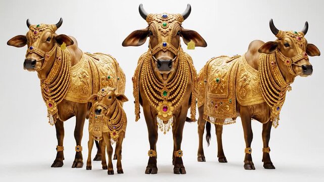 Golden Cows - A Glimpse into Sacred Bovine Beauty and Cultural Significance.