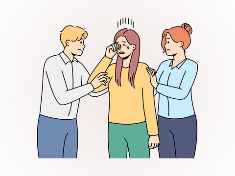Friends comforting a Crying Woman in Support