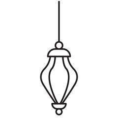 Hanging Ramadan Lantern Line Art