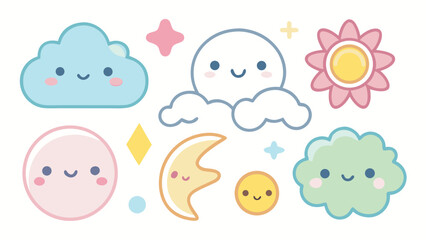 Colorful weather icon set for forecast and meteorology apps.eps