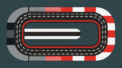Fototapeta premium Top view of a race track with start and finish lines..eps