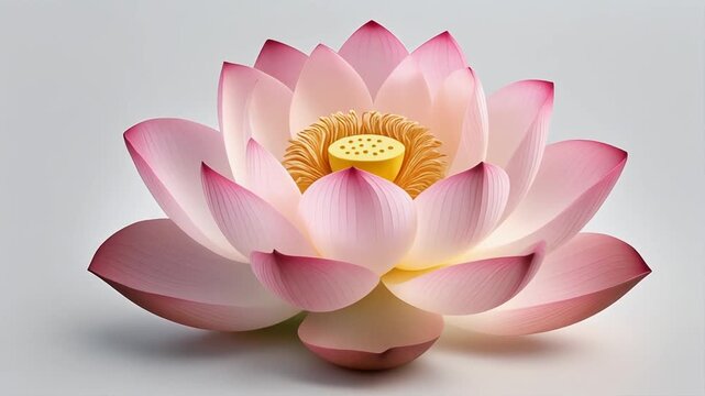 Beautiful Pink Lotus Flowers Blooming on a White Background in Serene Harmony