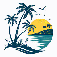 tropical island with palm trees © Sirajum