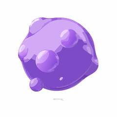 Purple abstract liquid metaball shape. 3d render illustration of fluid soft bubble blob. Organic bright decorative sphere geometric form. 