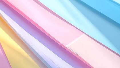 Fototapeta premium Geometric pattern of multicolored 3D shapes in pastel colors against a white background.