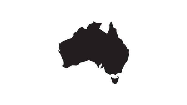 Australia Map Silhouette Simple Black Vector Graphic Design Element for Travel