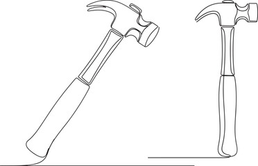 Two views of a claw hammer in single line drawn style