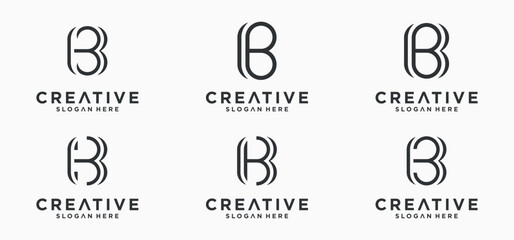 Collection of Initial B Logos with modern designs, initial b logos for technology companies.