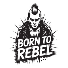 Fototapeta premium “Born to Rebel” Vector Logo Street Punk Character in Harsh Grunge Style