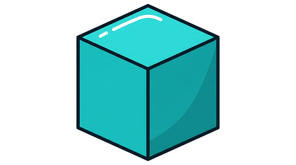 Fototapeta premium Isometric Turquoise Block Illustration for Digital Design and Conceptual Visualization, Isolated on White Background, Ready to Use