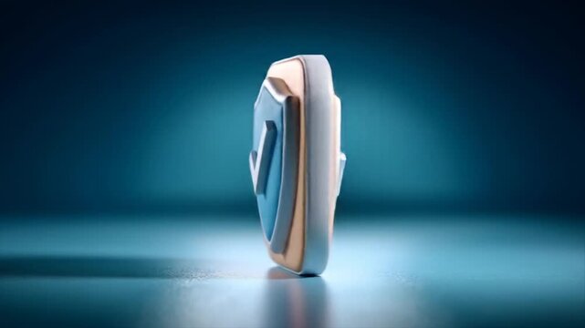 Abstract shield icon with check mark modern digital security concept