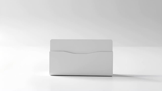 シームレスな白背景に、ロゴのない閉じた名刺入れを単体で配置。
柔らかなスタジオ照明が微細な陰影を生み、奥行きを演出します。
カメラは非常にゆっくりとプッシュインし、余白の静けさを強調。