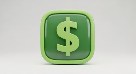 Obraz premium A green cube with a dollar sign symbol