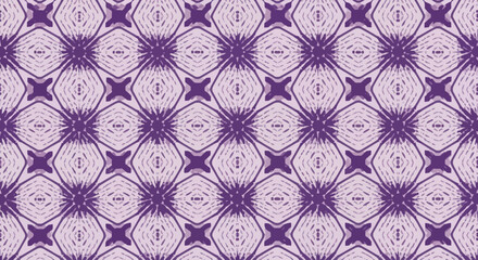 Fototapeta premium Geometric floral pattern in purple and light pink, repeating motif with star-like shapes