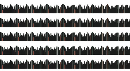 Obraz premium Abstract cityscape skyline silhouette with varied building heights and subtle color accents, vector art