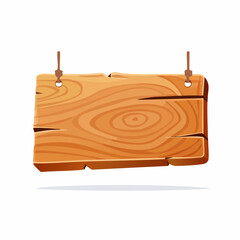 Wooden rectangular plaque with cracks for text box. Cartoon 3d render illustration of signboard with brown wood texture.