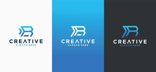 Rocket-shaped Alphabeth letter logo design, collection of rocket logo initials