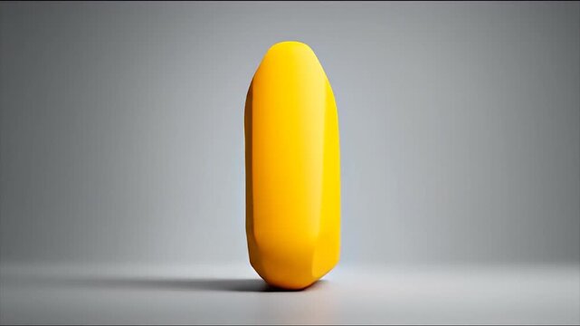 Abstract yellow triangle 3 d render on gray background with shadows