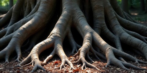 A Majestic Display of Nature's Foundation The Intricate Network of a Tree's Extensive Root System, Revealed in Stunning Detail